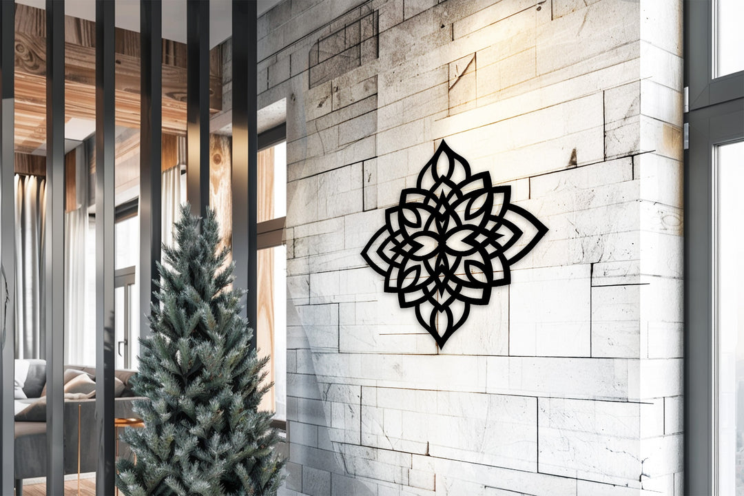 Sacred Harmony Lotus – Geometric Floral Metal Wall Art