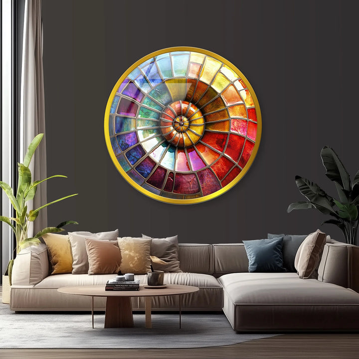 Radiant Rainbow Mosaic Round Glass Wall Art - MyPhotoStation