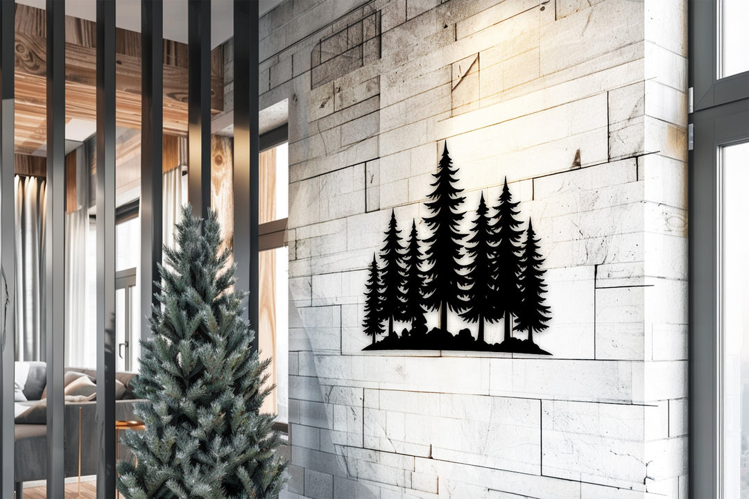Pine Forest Metal Wall Art – Nature Inspired Home Décor