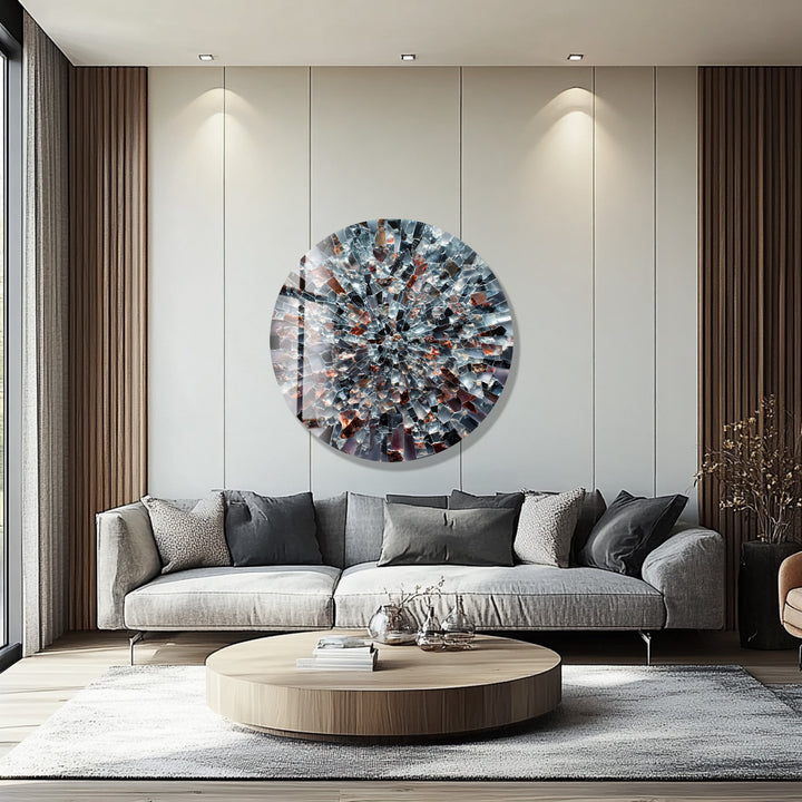 Obsidian Starburst – Round Glass Wall Art