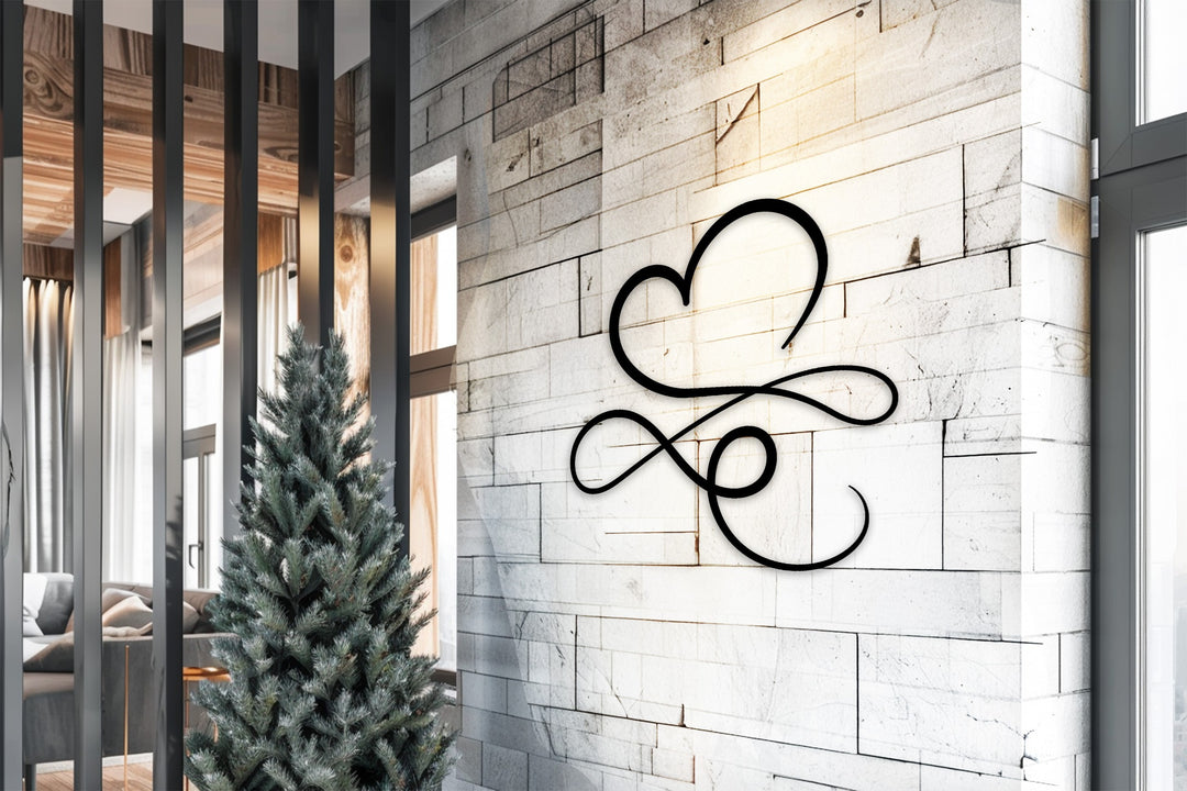 Heart & Infinity – Minimalist Love Symbol Metal Wall Art