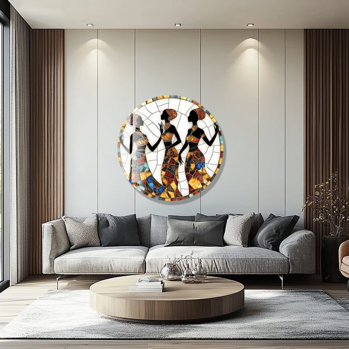 Sisters in Harmony – Round Glass Wall Art