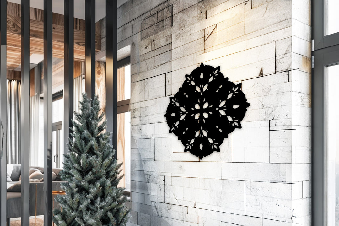 تاج من الزهور - ماندالا فن جداري معدني