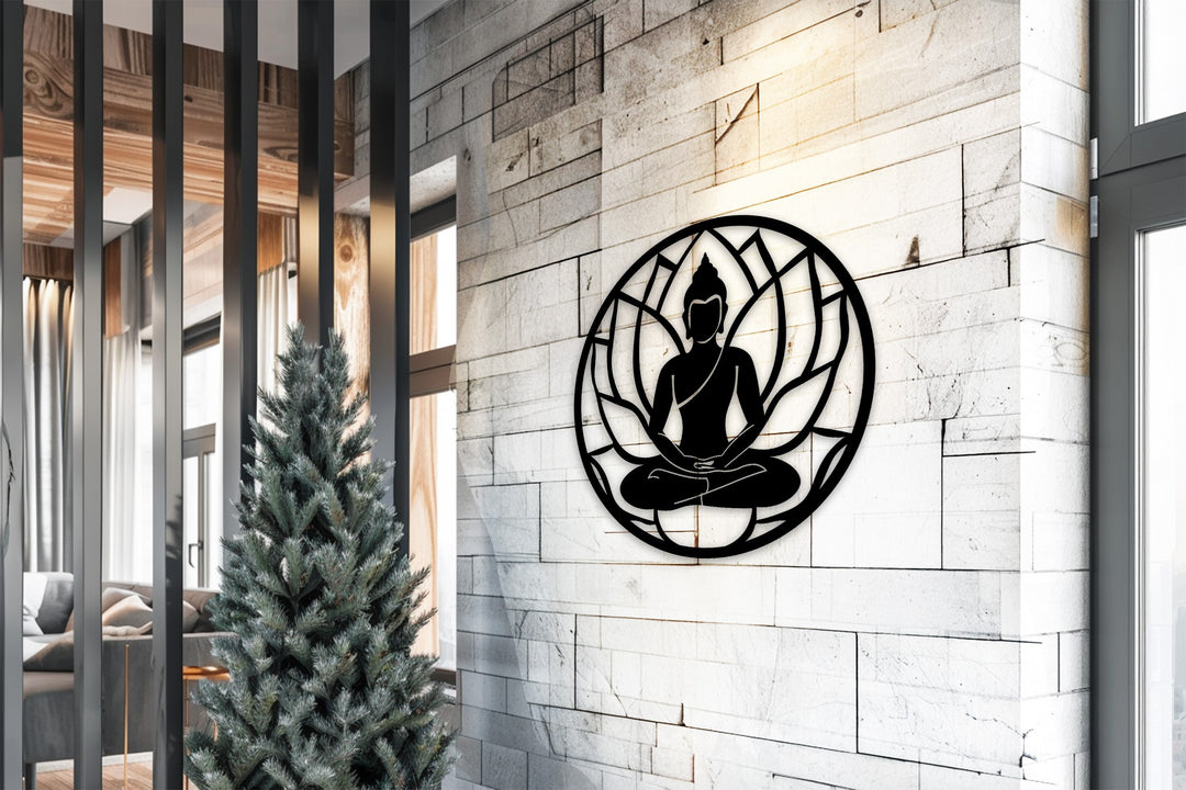 Lotus Buddha Metal Wall Art – Tranquil Spiritual Design