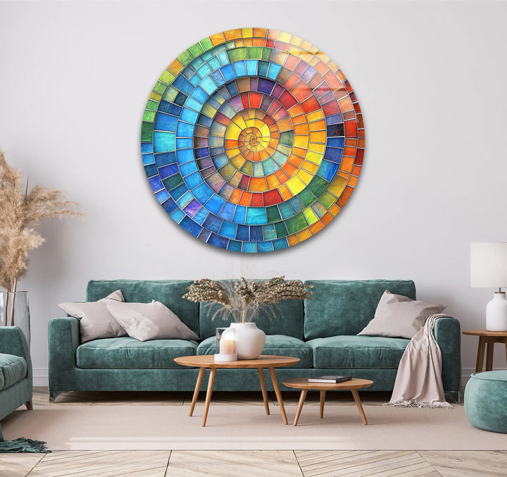Prismatic Spiral Glow – Round Glass Wall Art - MyPhotoStation