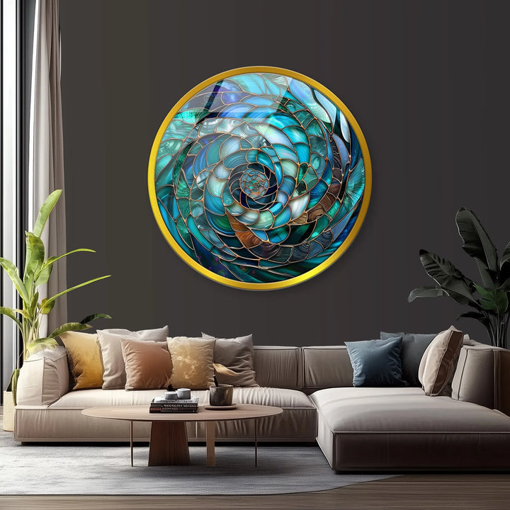 Ocean Vortex Spiral – Round Glass Wall Art - MyPhotoStation