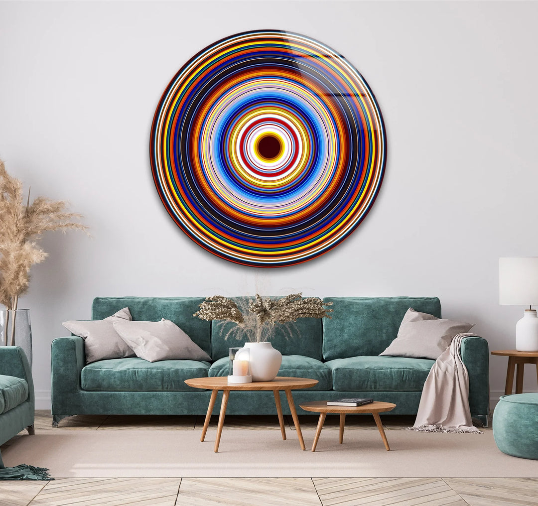 Colorful Concentric Circles – Round Glass Wall Art - MyPhotoStation