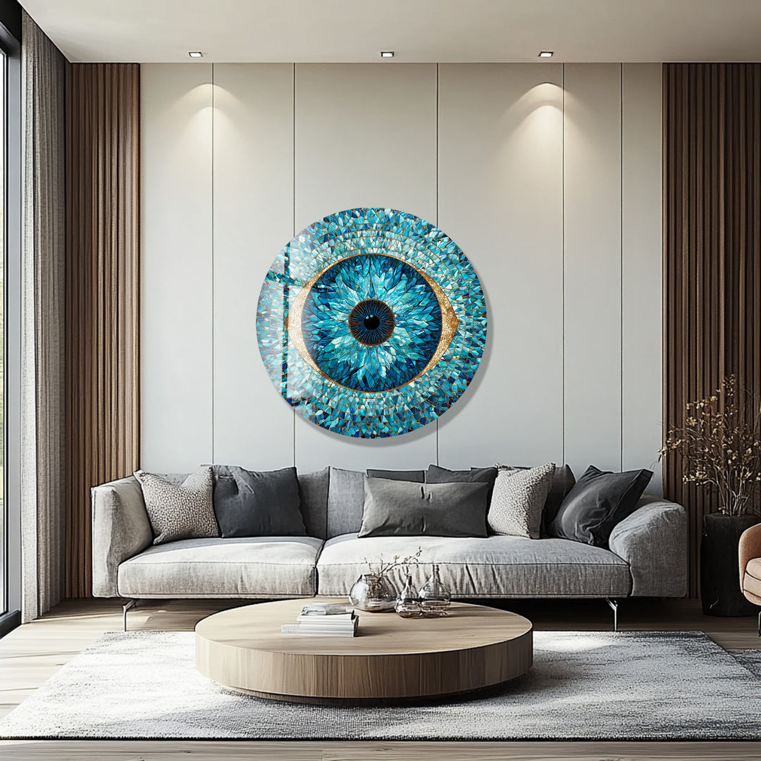 Guardian Iris – Round Glass Wall Art