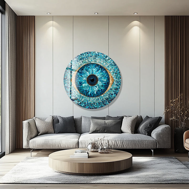Guardian Iris – Round Glass Wall Art
