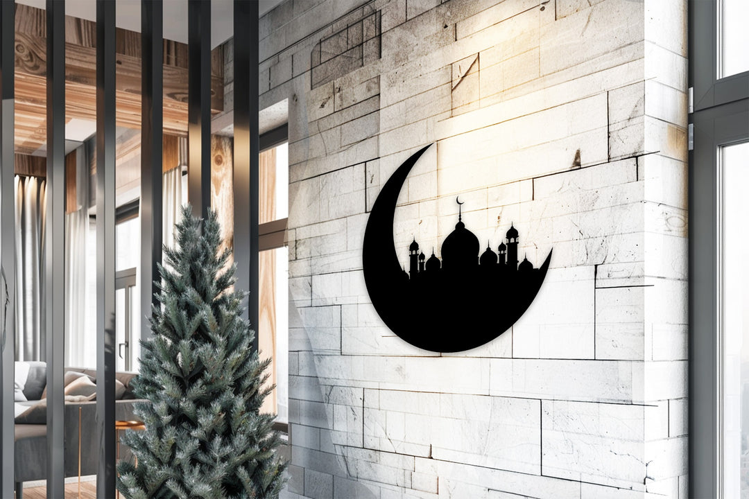 Mondblüte – Mond und Lotusblume Metall Wandbilder