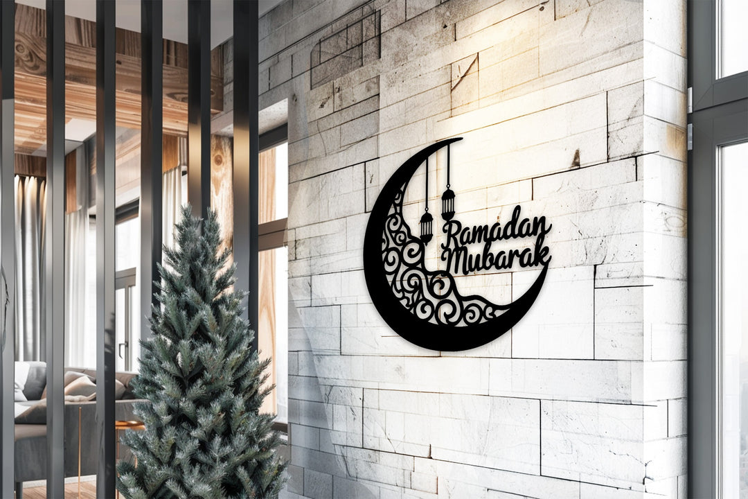 Mondblüte – Mond und Lotusblume Metall Wandbilder