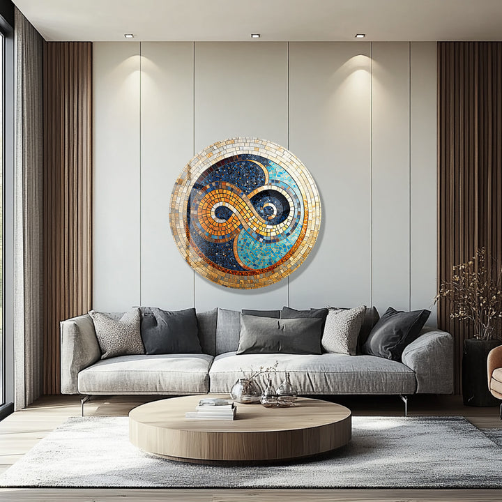 Infinite Balance – Mosaic Mandala Design Round Glass Wall Art