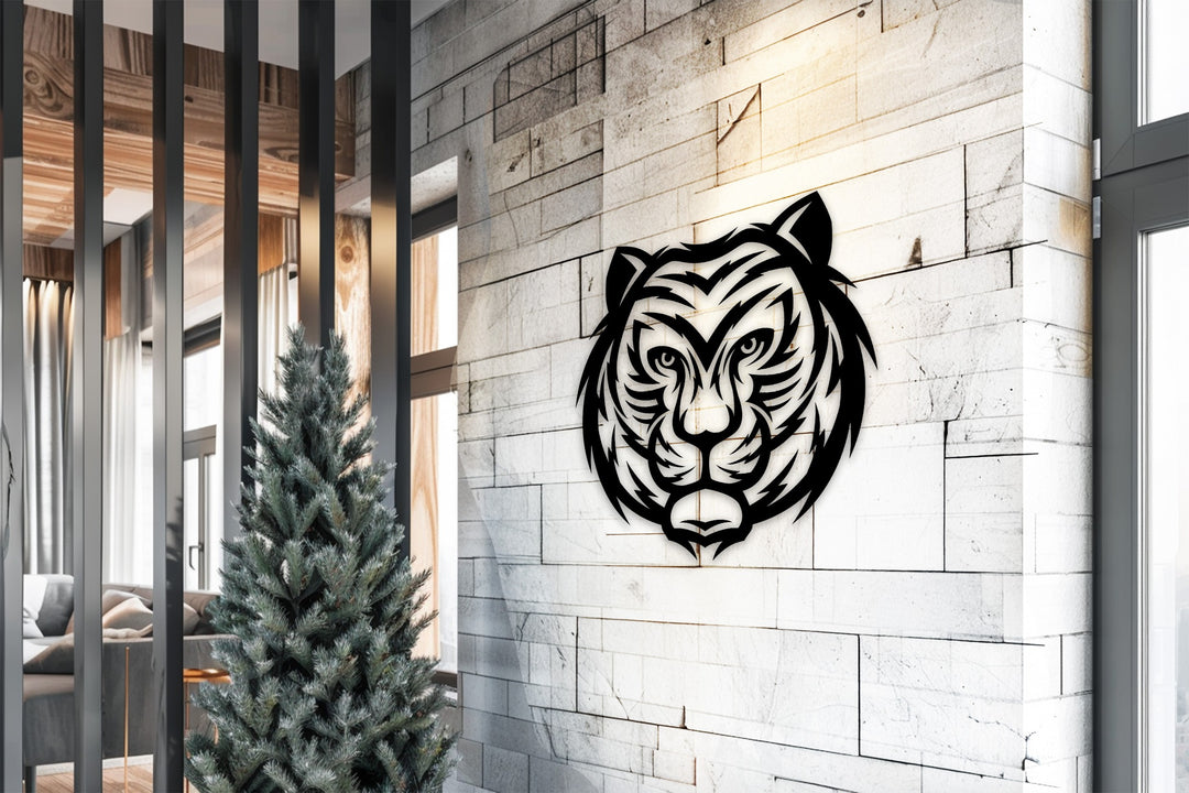 Geometric Tiger Metal Wall Art – Bold Modern Design