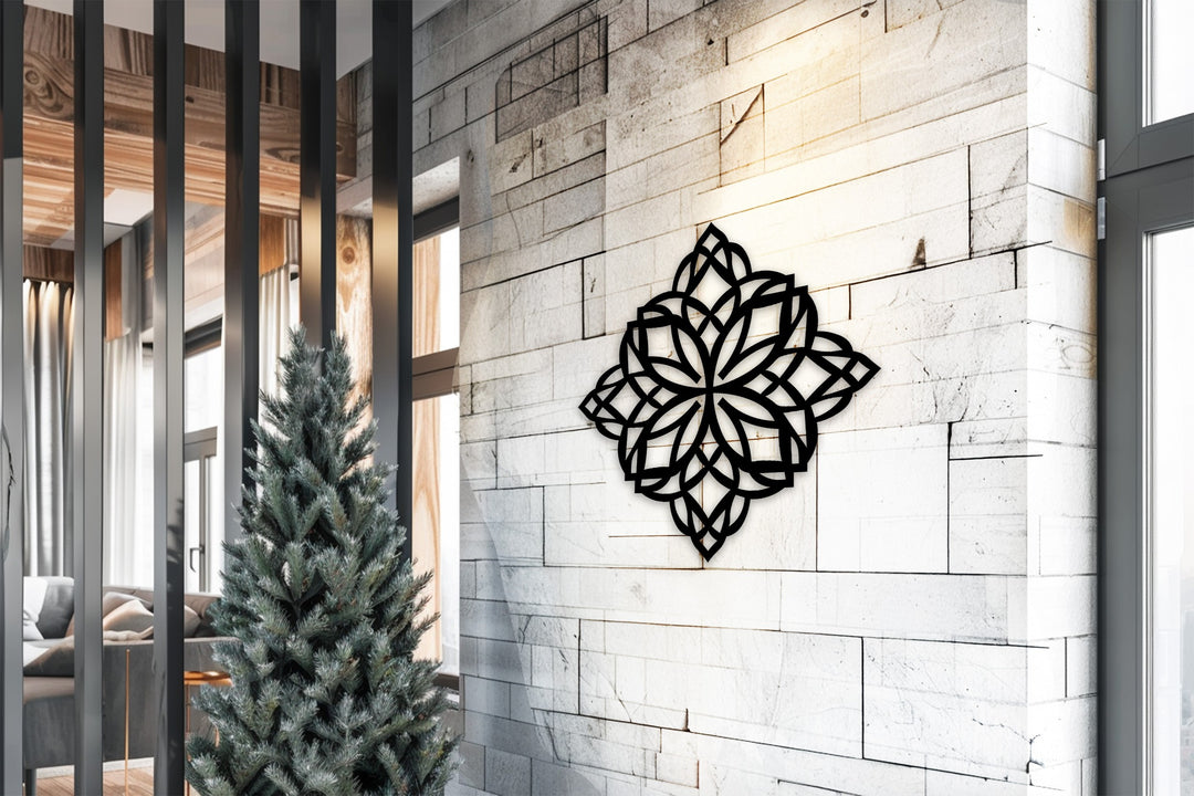 Ethereal Bloom – Geometric Mandala Metal Wall Art