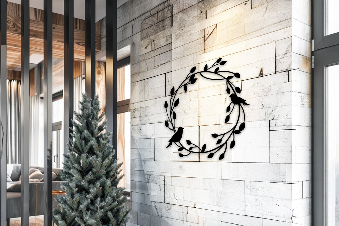 Armonia in volo – Ghirlanda di uccelli Decorazioni Murali in Metallo