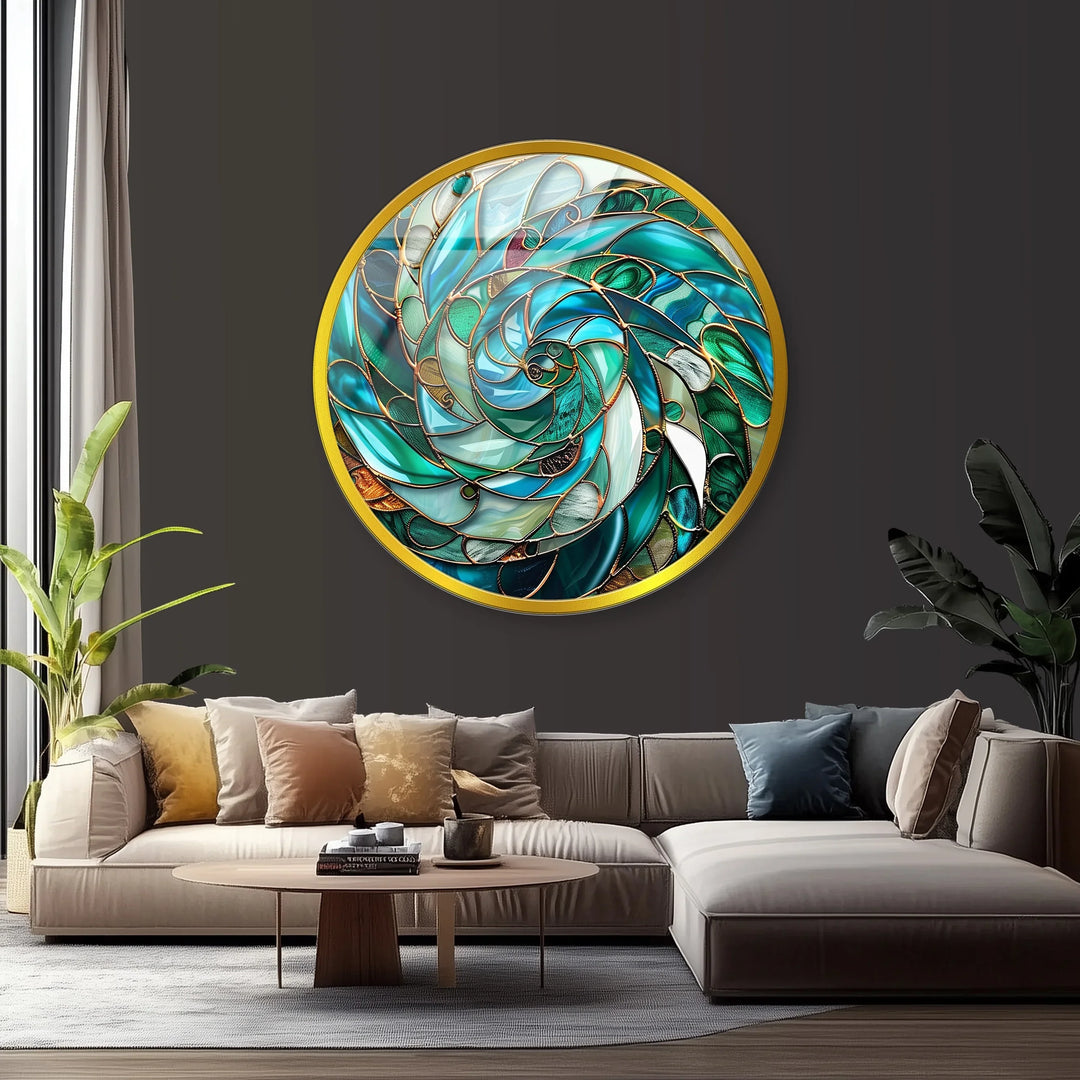 Verdant Vortex Spiral – Round Glass Wall Art - MyPhotoStation