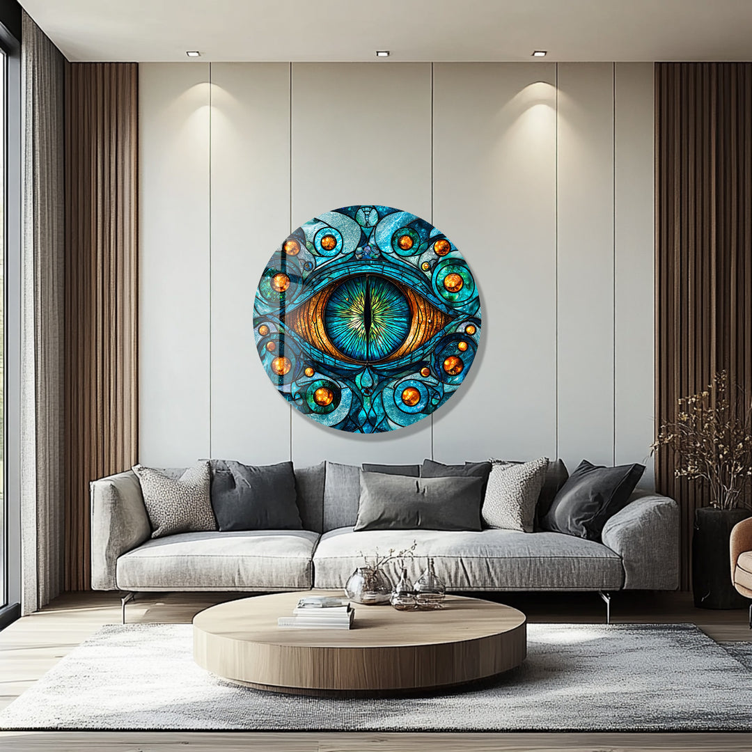 Serpent's Gaze – Round Glass Wall Art