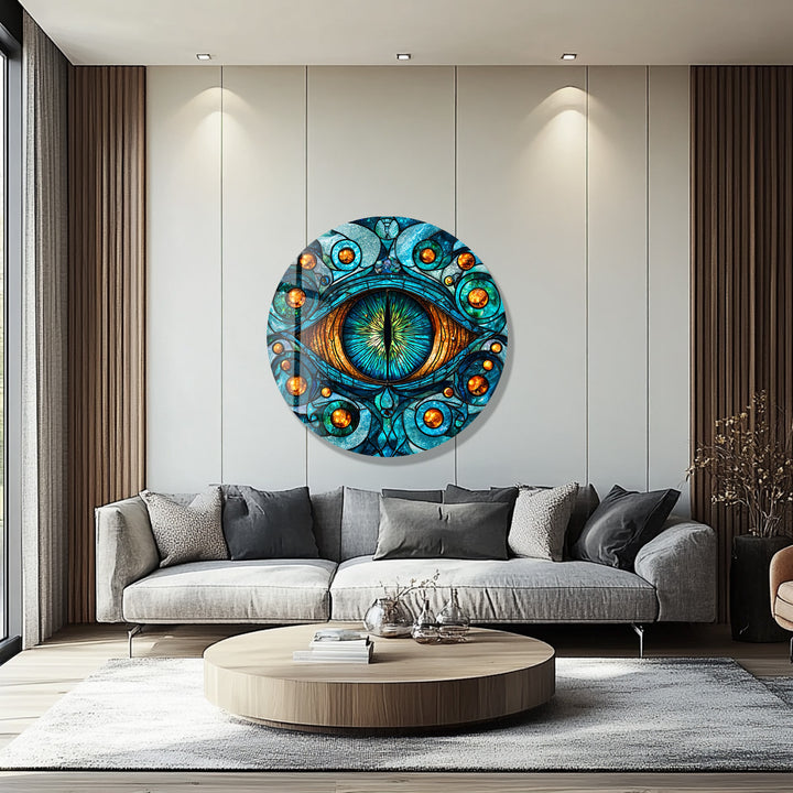 Serpent's Gaze – Round Glass Wall Art