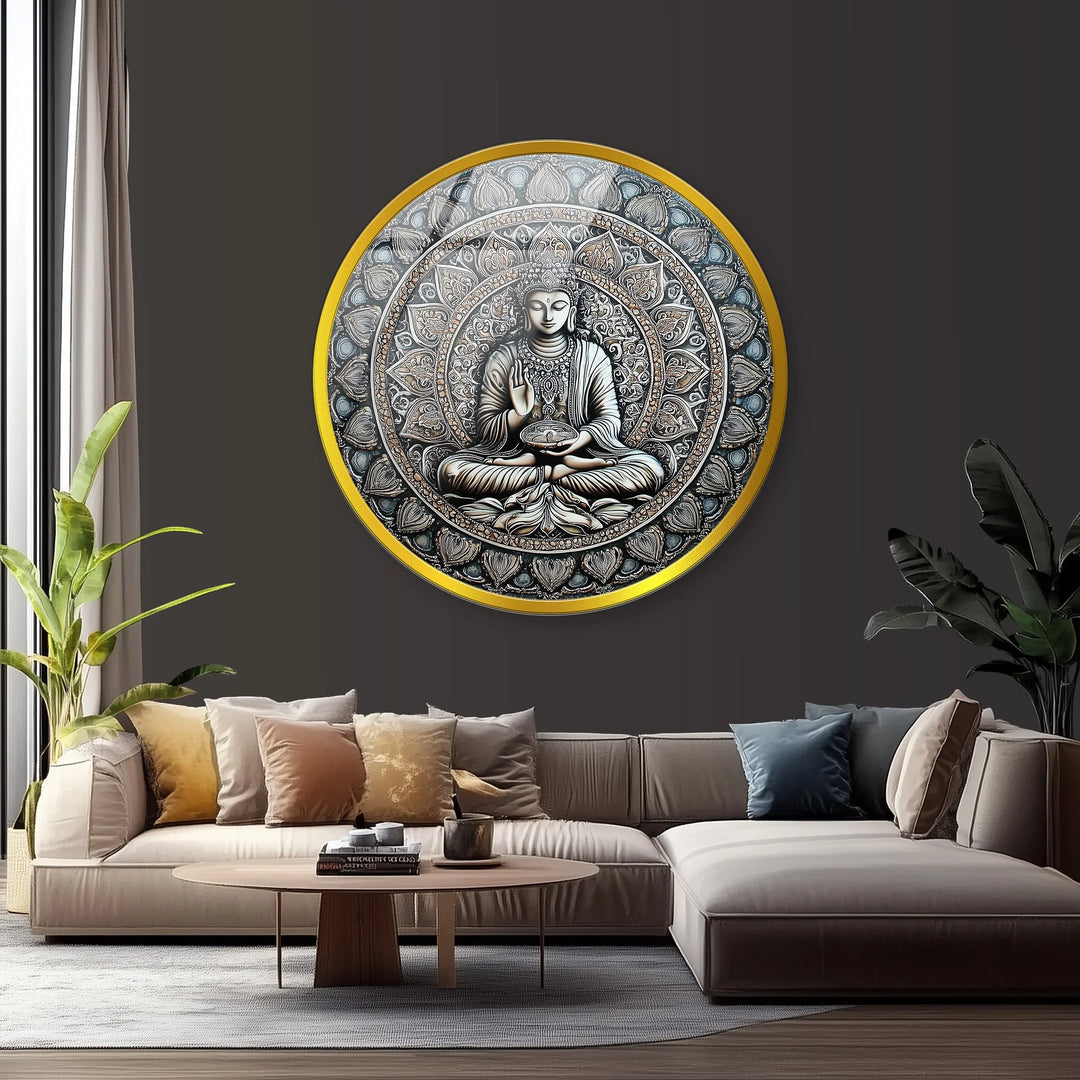 Mandala Buddha Round Glass Wall Art - MyPhotoStation