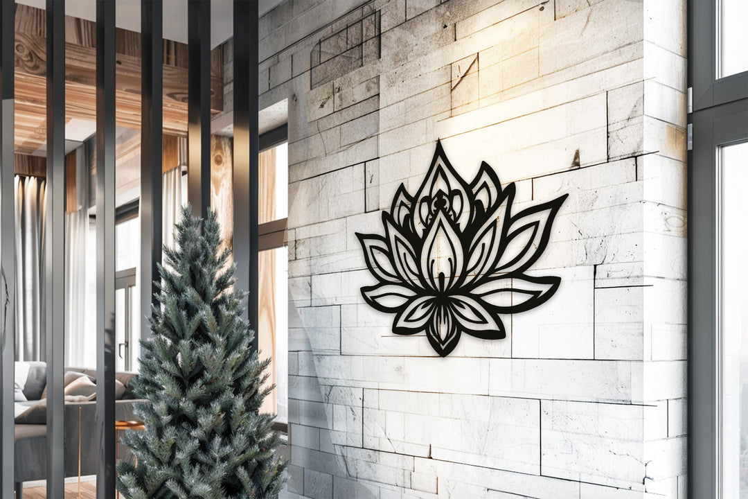 Sacred Lotus Flower – Spiritual Metal Wall Art
