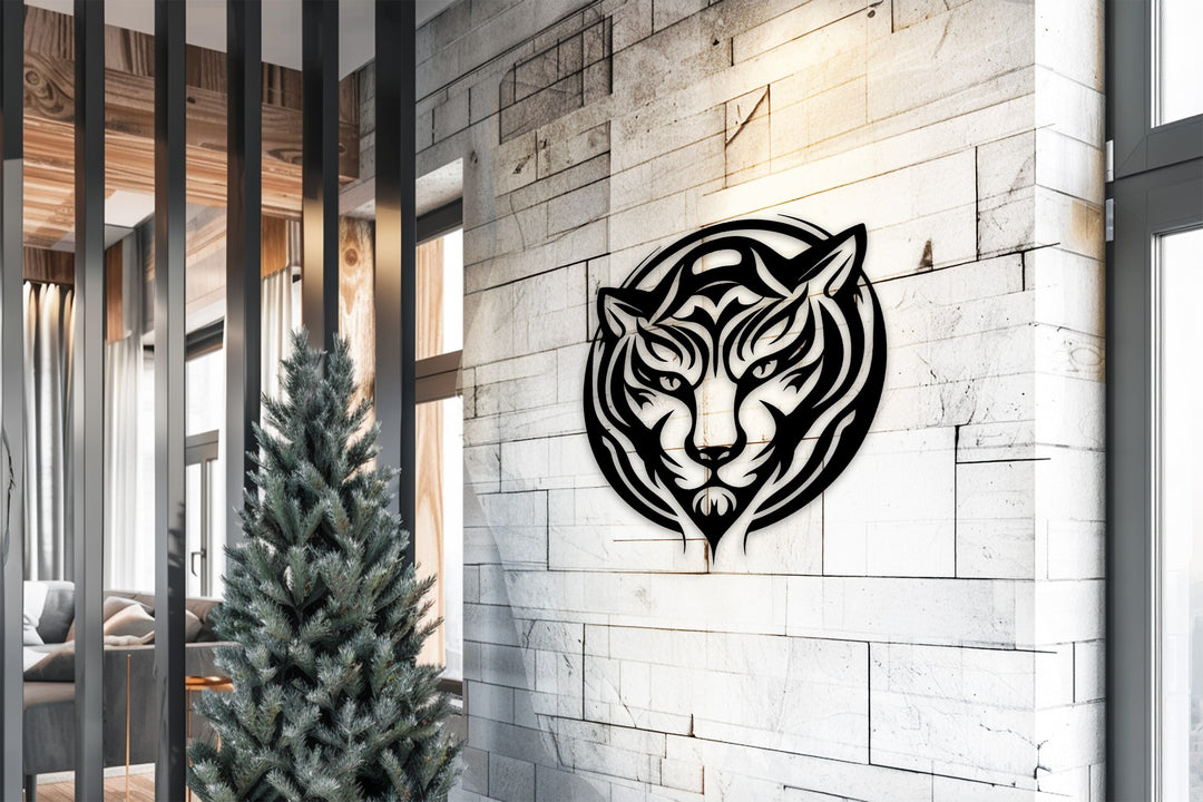 Tribal Tiger Metal Wall Art – Bold Modern Animal Design