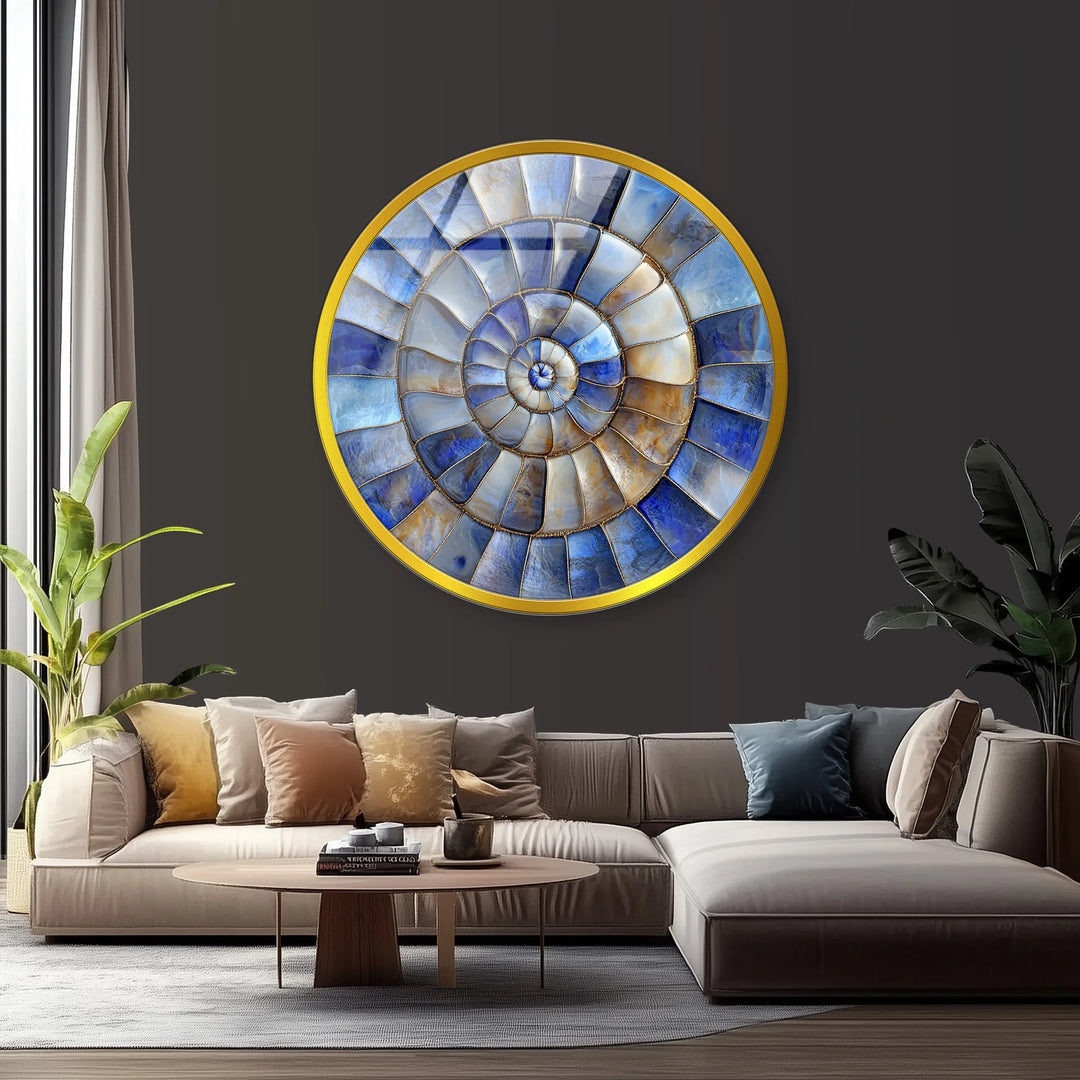 Coastal Blue & Sand Round Glass Wall Art - MyPhotoStation