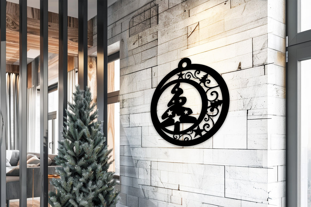 زينة شجرة عيد الميلاد السماوية نويل فن جداري معدني