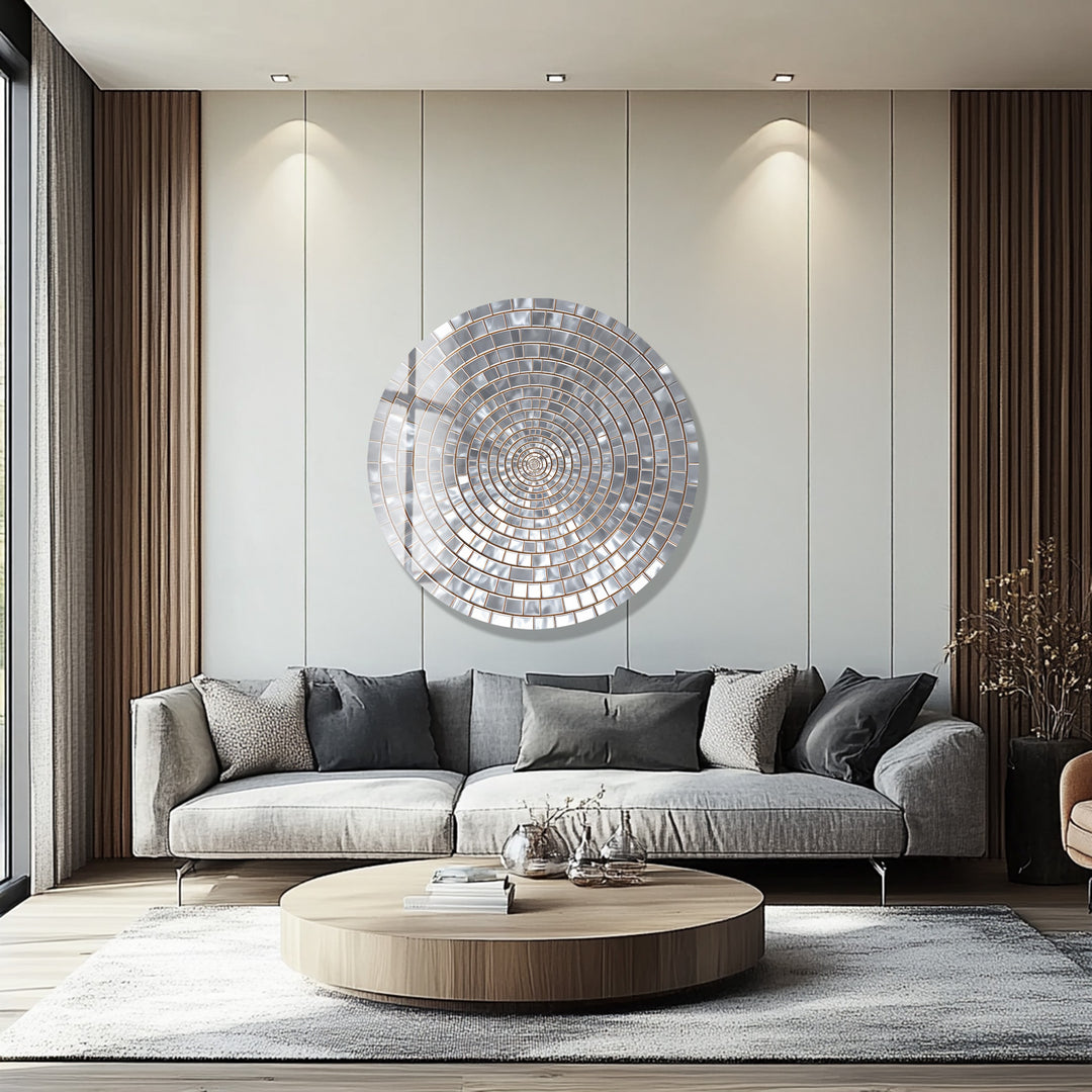 Silver Echo – Round Glass Wall Art
