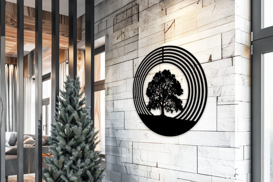 Arbre de Vie Sacré–Circulaire Moderne Décoration Murale Métal