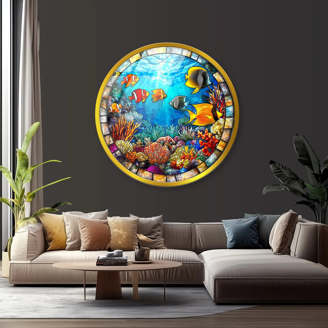 Tropical Reef Round Glass Wall Art - MyPhotoStation