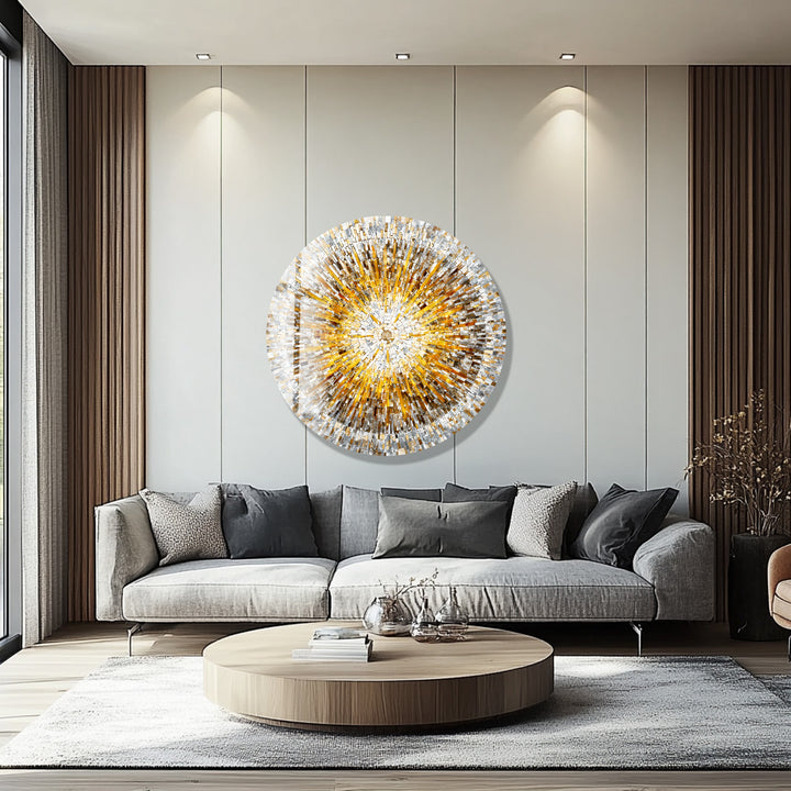 Sunbeam Mosaic Design  – Round Glass Wall Art