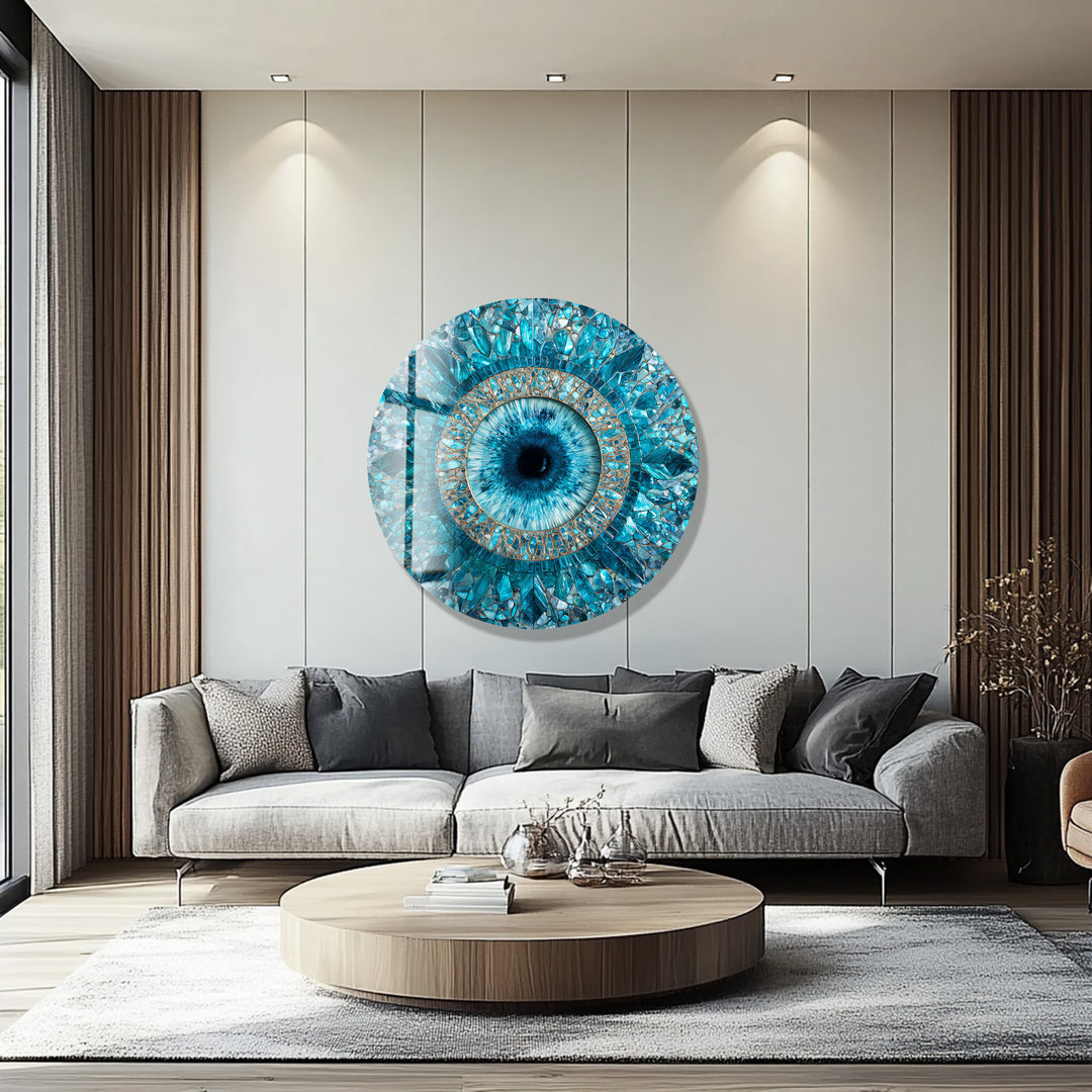 Aqua Vision Mosaic – Round Glass Wall Art