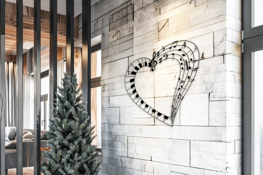 Musical Heart – Piano & Notes Metal Wall Art