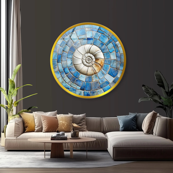 Coastal Fossil Spiral Round Glass Wall Art - MyPhotoStation