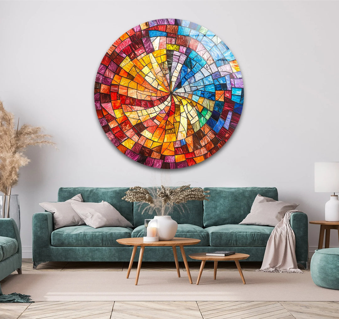 Solar Spiral Burst – Round Glass Wall Art - MyPhotoStation