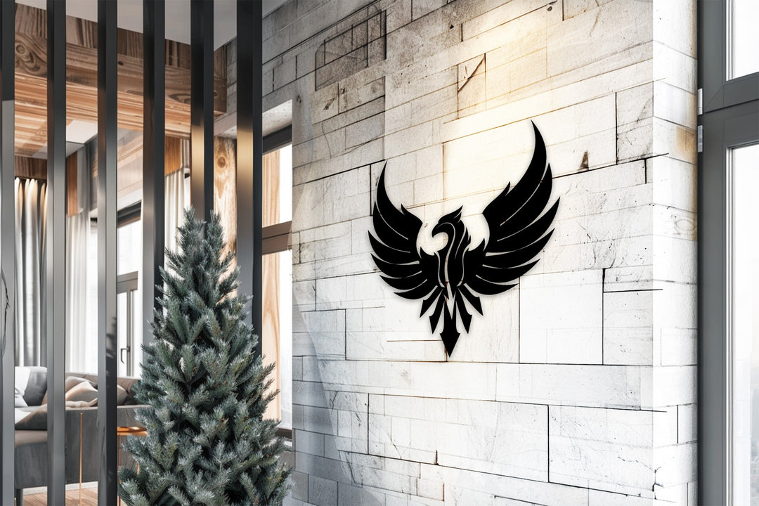 Phoenix Metal Wall Art – Rising Flame Home Décor