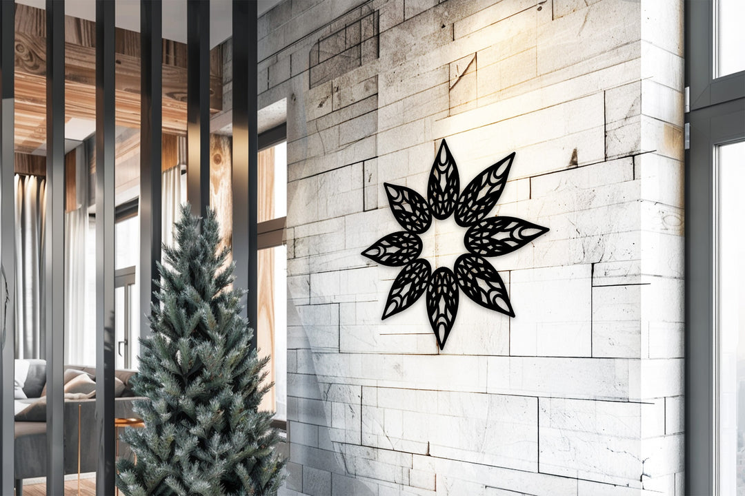 ازدهار النجوم - ماندالا النجوم الهندسية فن جداري معدني