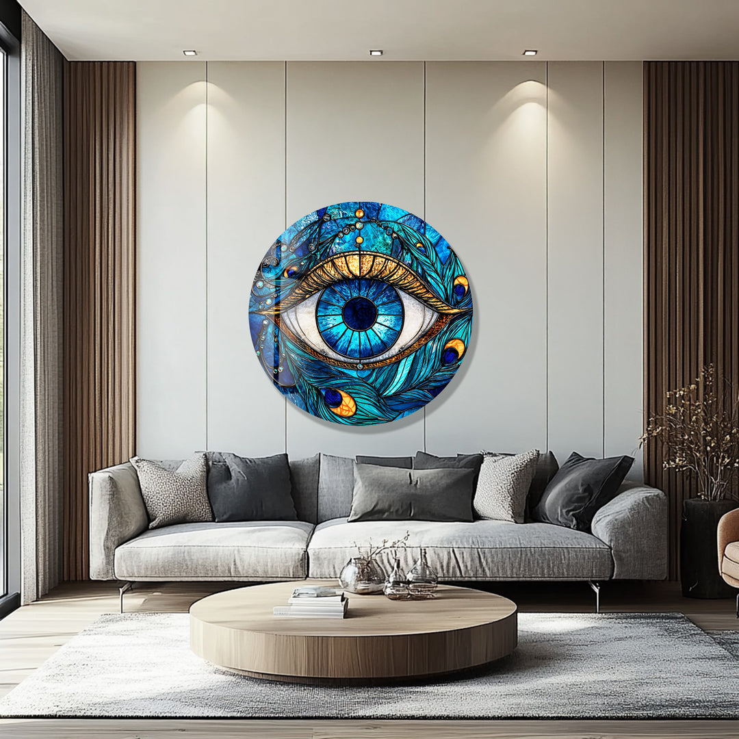 Mystic Eye Radiance – Round Glass Wall Art