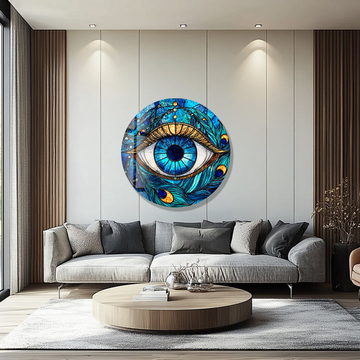 Mystic Eye Radiance – Round Glass Wall Art