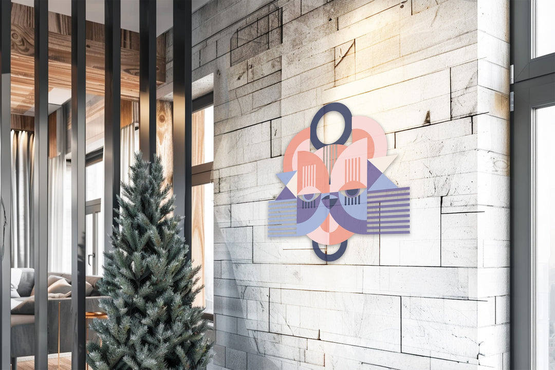 Geometric Cat Face Metal Wall Art – Modern Abstract Animal Design