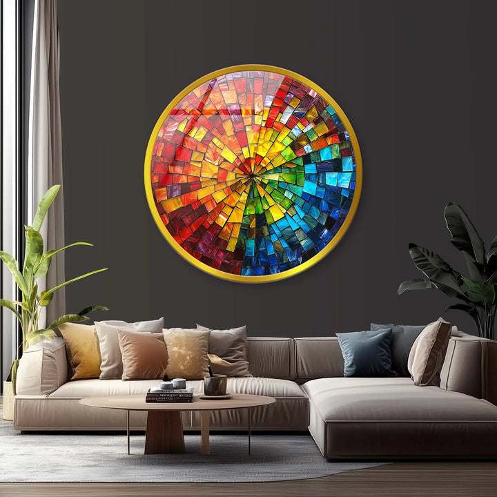 Solar Prism Mosaic Round Glass Wall Art - MyPhotoStation