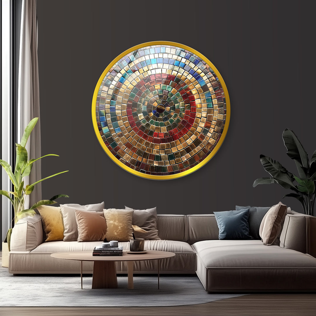 Eternal Spectrum – Multicolor Mosaic Round Glass Wall Art