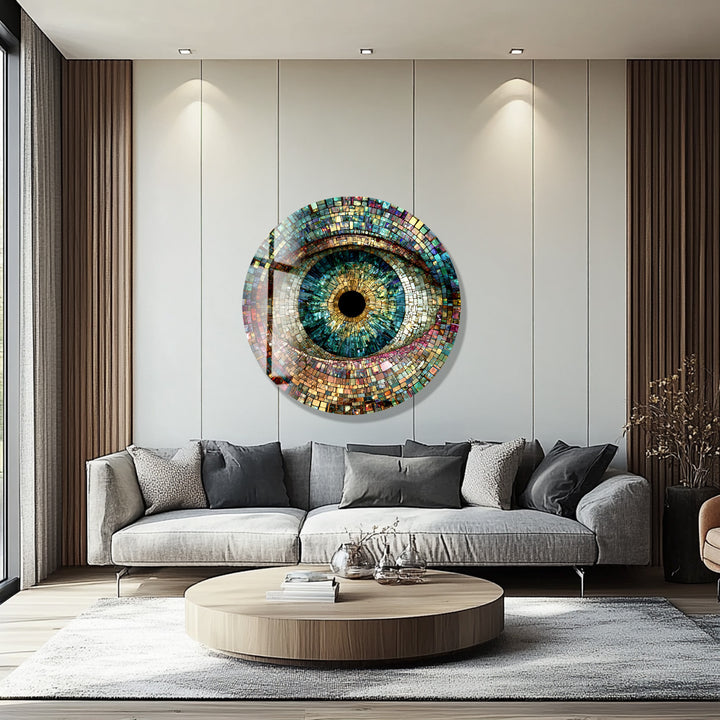 Multicolor Mosaic Pattern – Round Glass Wall Art