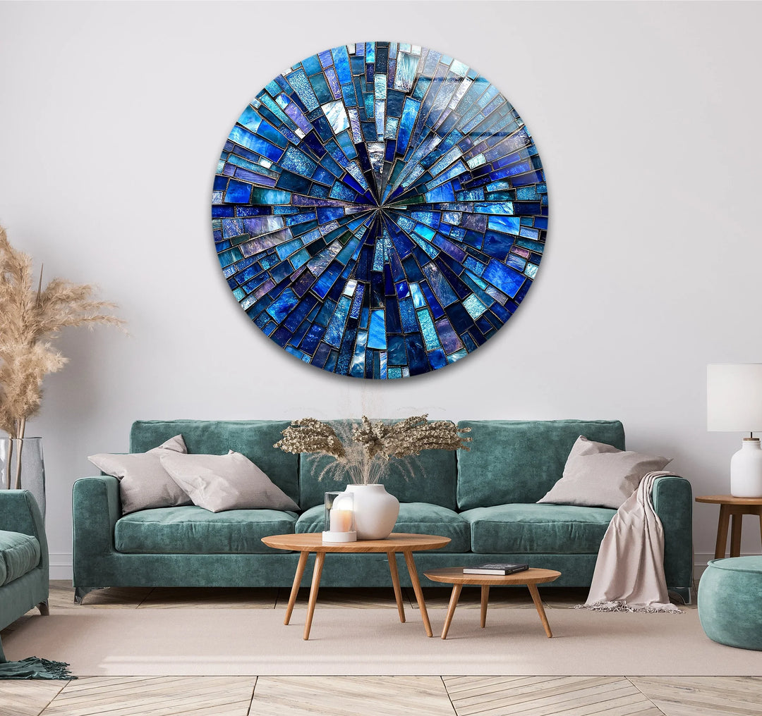 Radiant Mosaic Burst – Round Glass Wall Art - MyPhotoStation