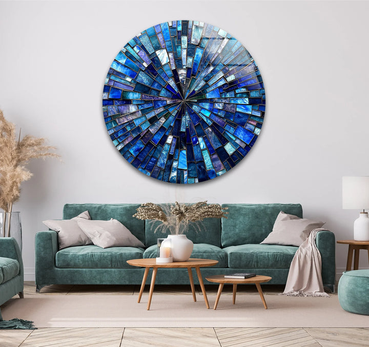 Radiant Mosaic Burst – Round Glass Wall Art - MyPhotoStation