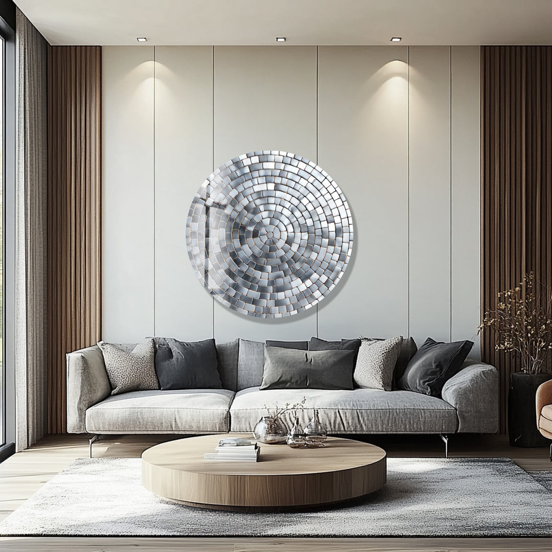 Steel Ripple – Round Glass Wall Art