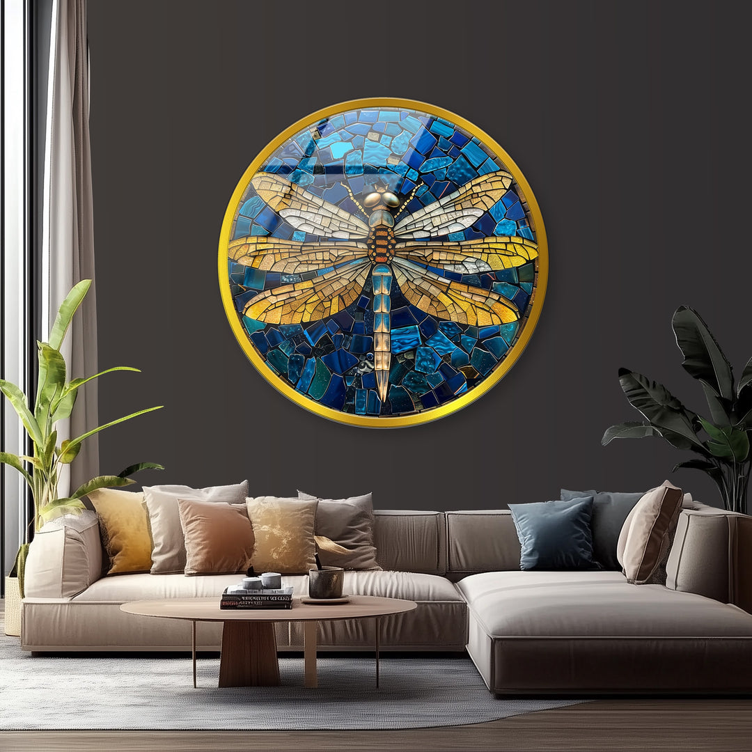 Round glass wall art inspired by nature and transformation