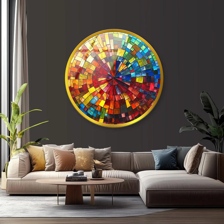 Spectrum Radiance Mosaic Round Glass Wall Art - MyPhotoStation