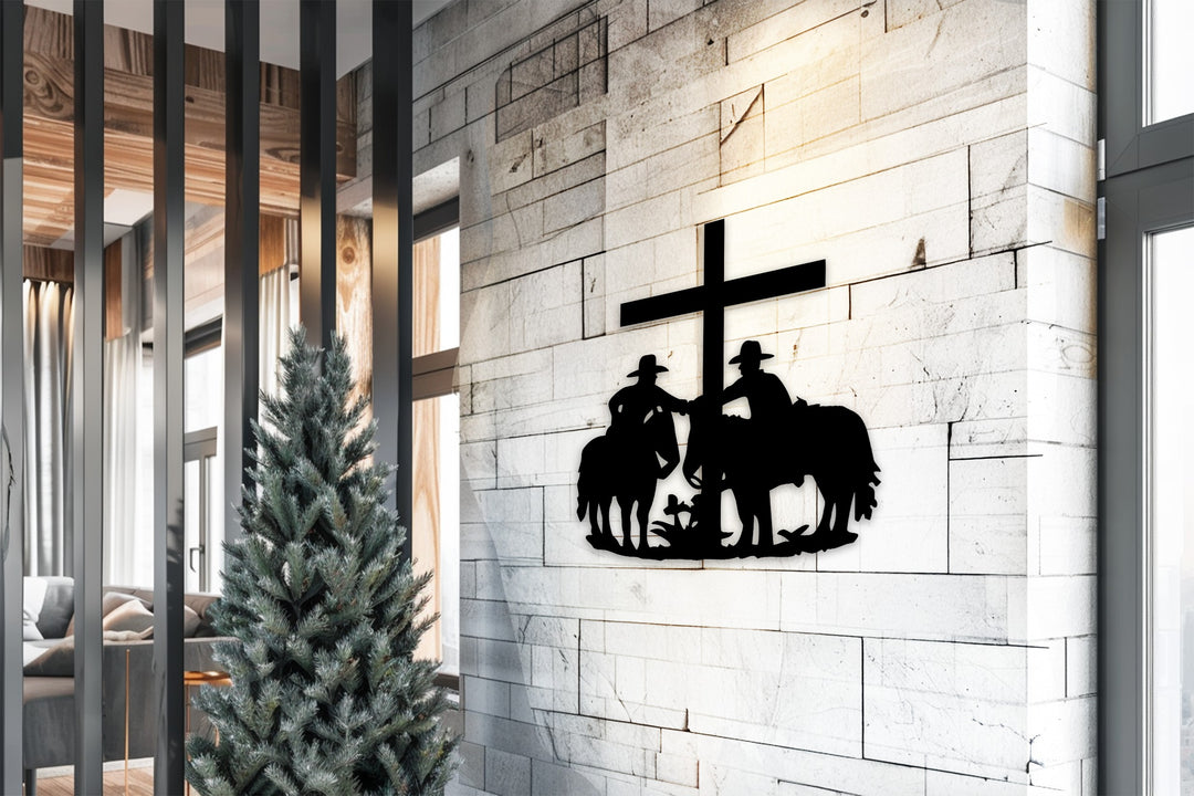 Cowboys at the Cross – Western Christian Metal Wall Art