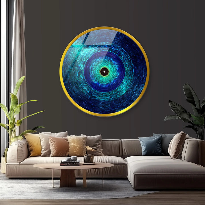 Mystic Blue Spiral – Round Glass Wall Art - MyPhotoStation